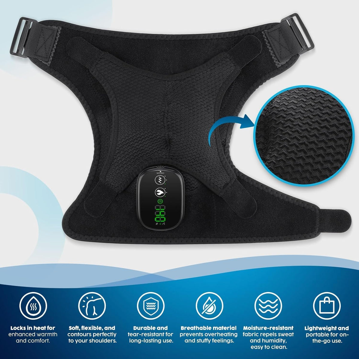 Skiennix Cordless Shoulder Heating Pad - Deep Tissue Massage & Pain Relief | FSA & HSA Eligible