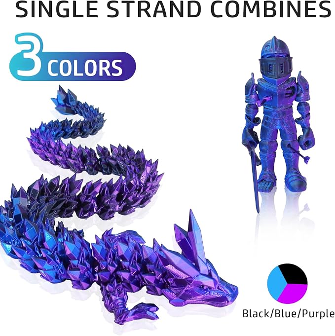 LOVOON 3D PLA Printer Filament 1.75mm, Silk Tricolors PLA Blue/Black/Purple