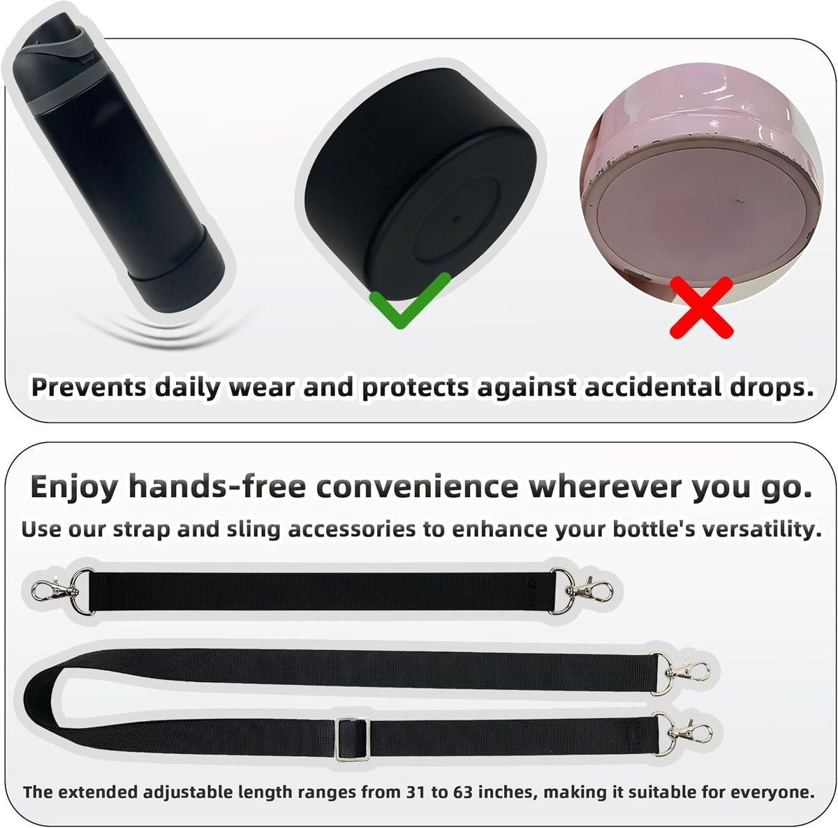 Owala Silicone Boot Set - Non-Slip Sleeve, Shoulder Strap & Handle Strap for 24 oz, 32 oz, 40 oz Bottles | Candy Coated Accessories