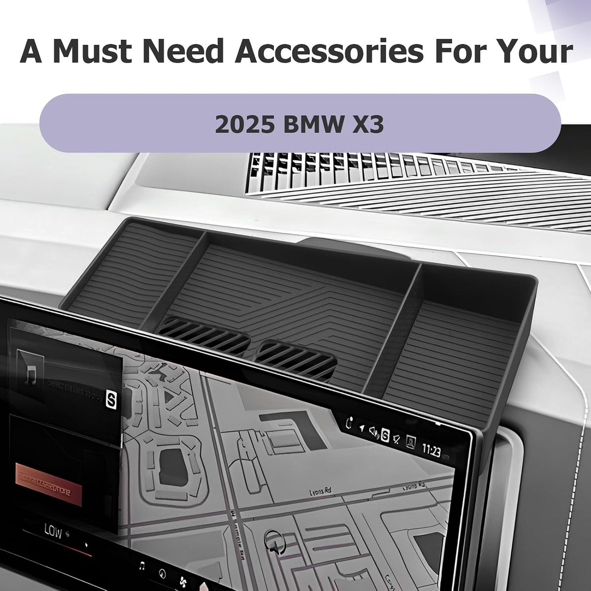 LUWU 2025 B MW X3 Dashboard Storage Tray Compatible with 2025 B MW X3 Accessories Behind Screen Organizer 2025 B MW X3 30 xDrive/M50 xDrive Accessories Center Console Display Box Dash Tray (Black)