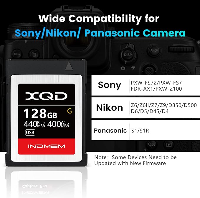 INDMEM XQD 128GB Memory Cards, 5X Tough MLC XQD Flash Memory Cards High Speed G