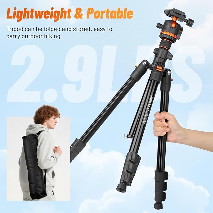 JOILCAN 66" Camera Tripod, Travel Tripod