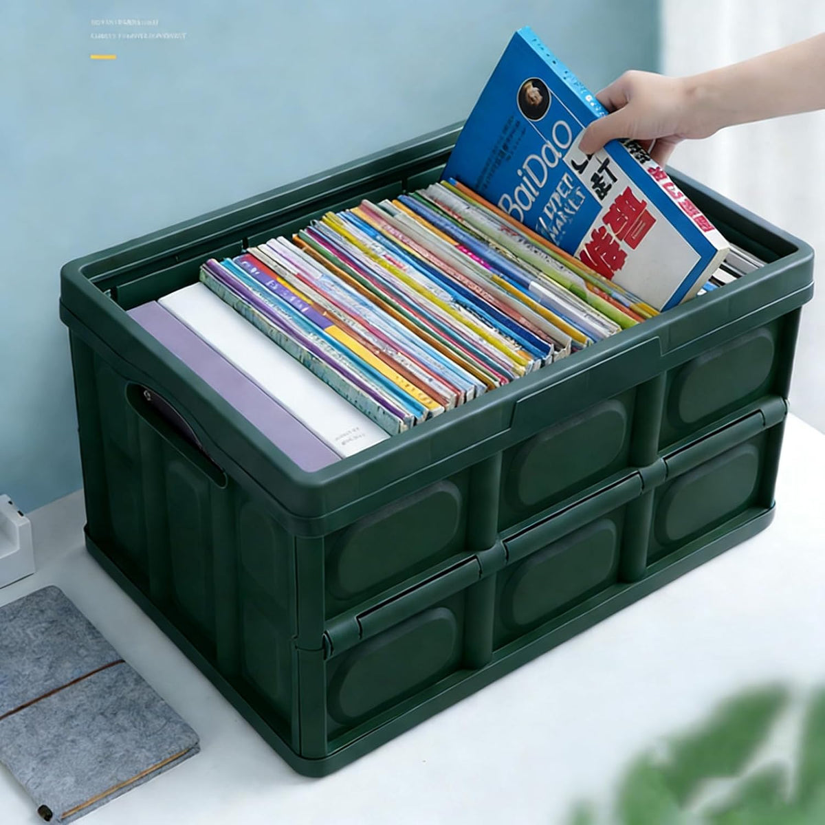 Plastic Car Trunk Organizer Box Collapsible Storage Bin with Lid 2PCKS