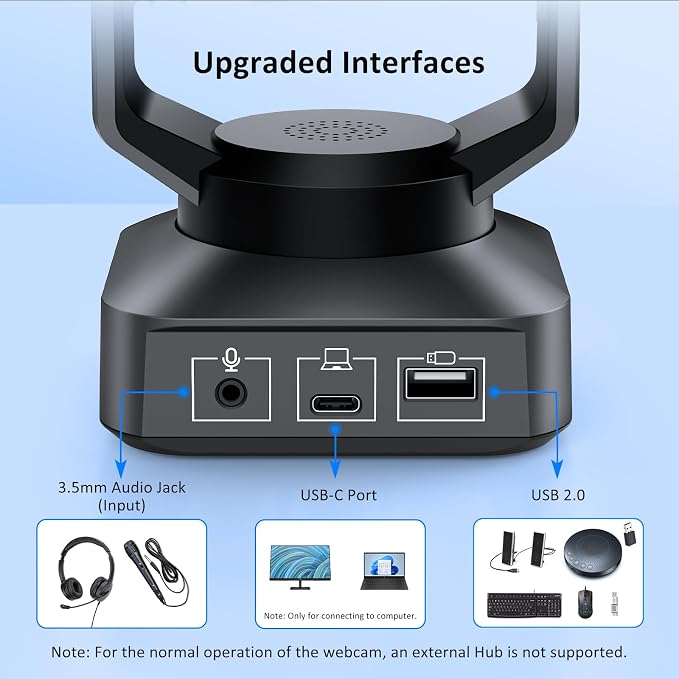 NexiGo Zoom Certified, N990 4K PTZ Webcam, Video Conference Camera System