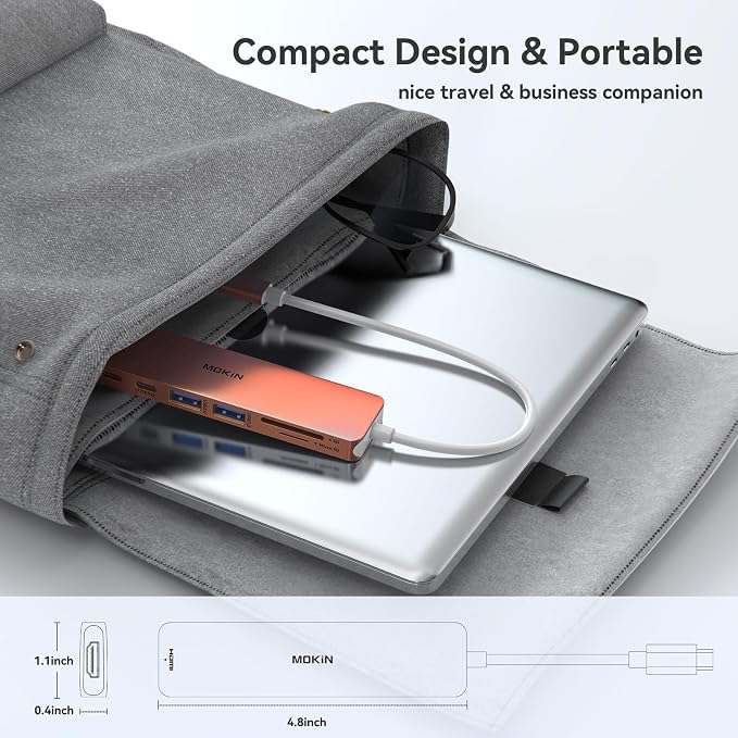USB C Hub HDMI Adapter for MacBook Pro/Air, MOKiN 7 in 1 USB C Dongle