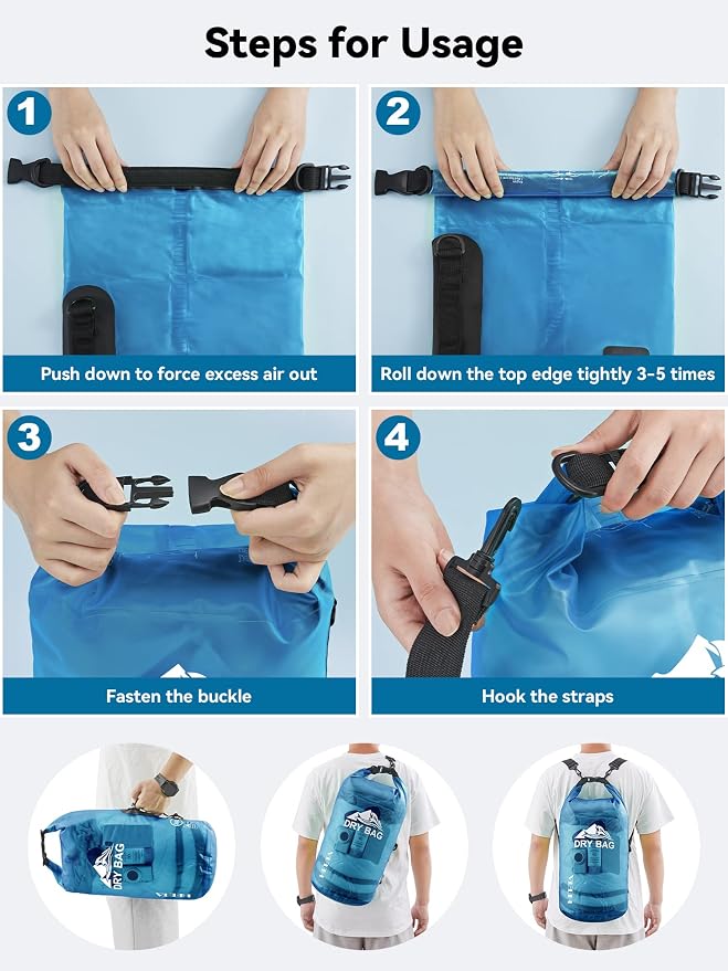 HEETA Dry Bag Waterproof for Women Men, 5L/10L/20L/30L/40L Roll Top Lightweight
