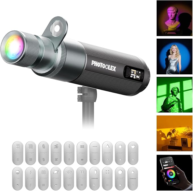 PHOTOOLEX PRO 12W Portable RGB Photography Spotlight, 360 ° Full Color