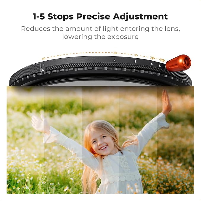 K&F CONCEPT 58mm Black Diffusion Mist Effect 1/4 & Variable ND2-32 & Circular