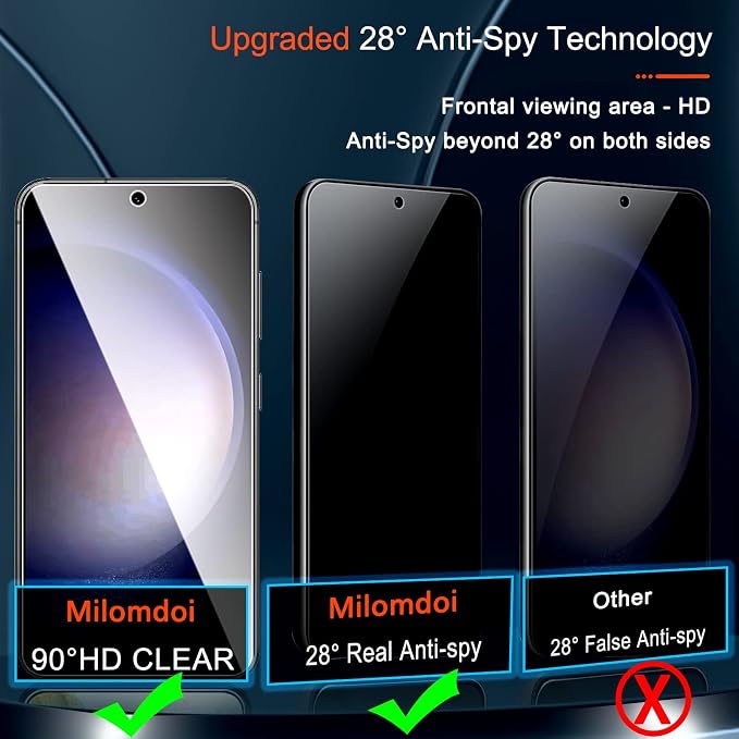 Milomdoi for Samsung Galaxy S23 Privacy Screen Protector Tempered Glass