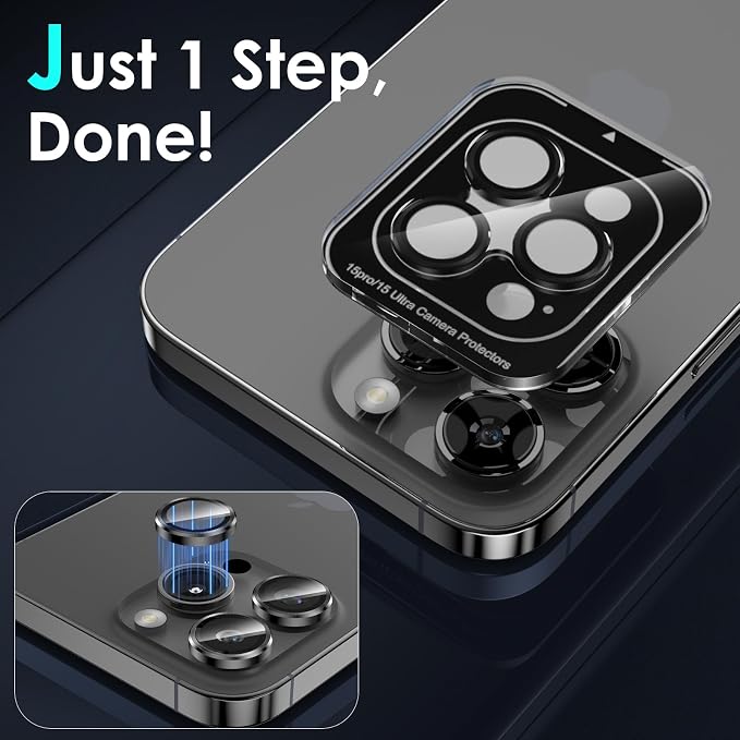 YWXTW Camera Lens Protector for iPhone 15 Pro/iPhone 15 Pro Max, Tempered Glass