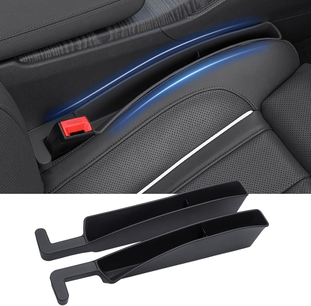 Car Seat Gap Filler, Seat Gap Organizer with Phone Holder, Car Seat Accessories, Car Organizer Fit SUV Truck-2PCS Beige