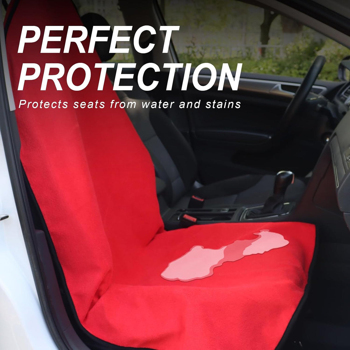 Sweat Towel Car Seat Cover Protector Front Seats for Gym Workout, Running, Swimming, Beach and Hiking, Waterproof Universal Seat Cover for Car, Trucks, Van & SUV (1, Pure Red, Front)