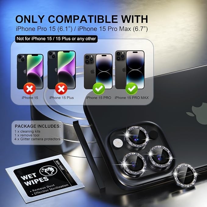 Choiche Compatible for iPhone 15 Pro/iPhone 15 Pro Max Camera Lens Protector