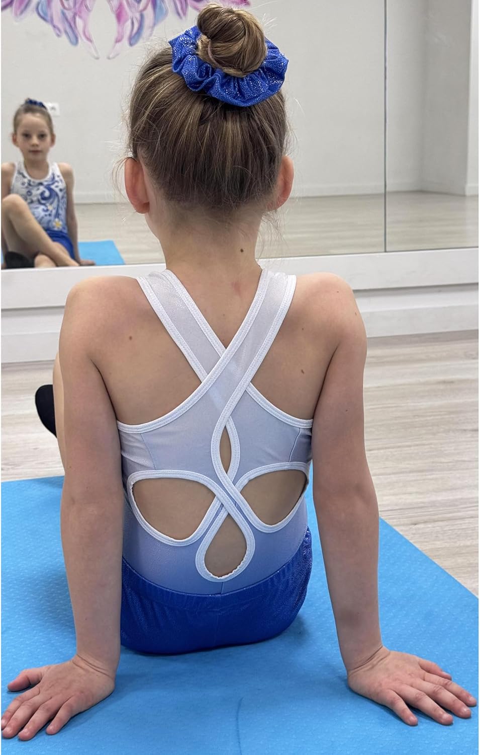 Zaclotre Gymnastics Leotards for Girls - Sparkly Sleeveless Hollow Back Dance Unitard with Shorts