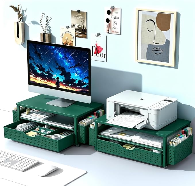 Spacrea Desk Organizer and Accessories, Computer Monitor Stand Riser