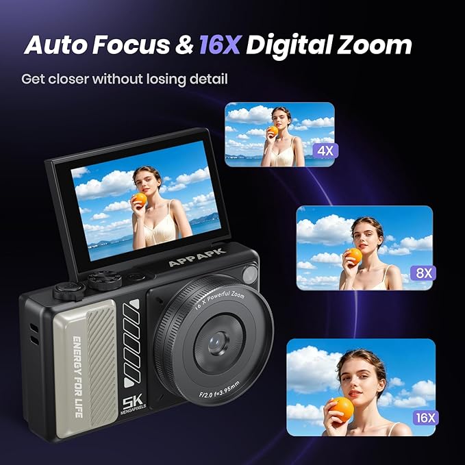 5K Digital Camera for Photography, 2026 Latest 80MP Autofocus WiFi Vlogging