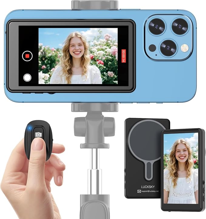 Vlog Selfie Monitor Screen iPhone, 4K 60fps Recording, Wireless Screen Mirroring