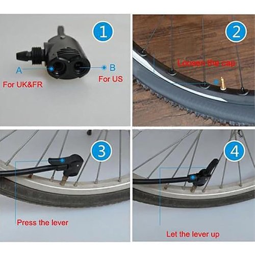 Bxian 2PCS 40x25mm Bicycle Pump Double Head Nozzle Connector 3 in 1 Black Replacement Dual Head Air Pump Adapter Valves Suitable for Mountain Bike Road Bike Bicycle with Valve Tube Fixing