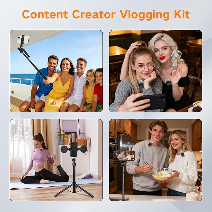 Professional Vlogging Kit for iPhone/Android, 70”Auto Face Tracking Tripod for