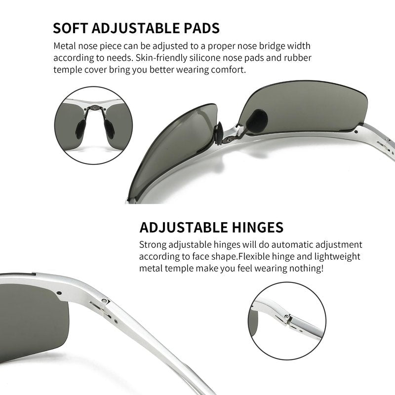 SUNGAIT Men's HD Polarized Sunglasses for Driving Fishing Cycling Running Metal Frame UV400 SGT177-YSY