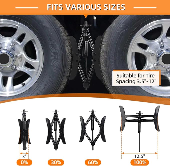 OULEME RV Tire Stabilizer, X-Shaped Wheel Chock for Dual Axle Travel Trailer Camper, Anti-Move Tandem Wheel Wedge, 2 Pack