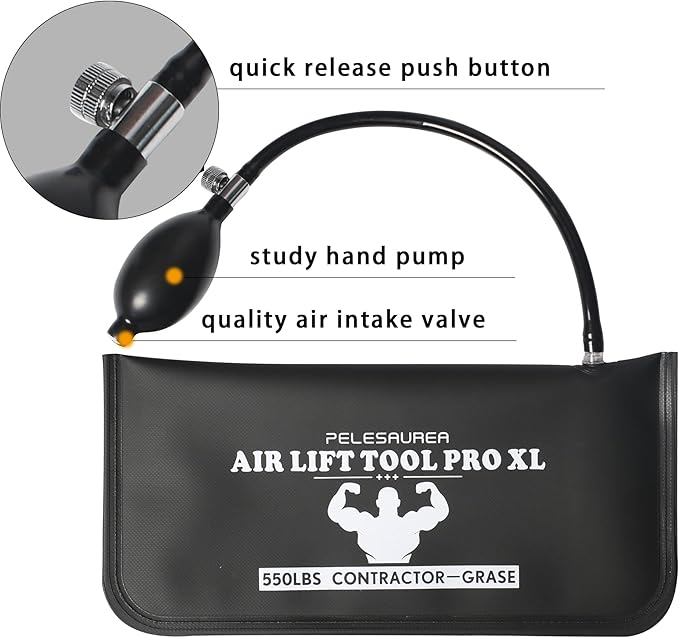 Air Wedge Bag, Professional Air Wedge Pump Leveling Kit & Alignment Tool, Commercial Grade Inflatable Shim Bag with 4 Tools - 2 pcs Different Sizes Air Wedge
