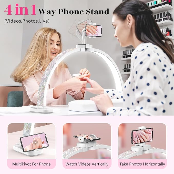 LIONVISON Half Moon Light for Nail Desk: 31-inch Manicure Table Light - 48W