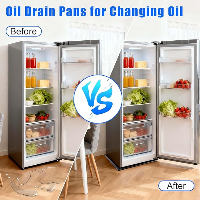 4 Pack Car Oil Drip Pan, 23.6 x 19.68 x 1.6 in Oil Change Drain Pan, Plastic Oil Drip Tray for Under Car, Oil Catch Pan Tray for Garage, Fridges, Washing Machines, Cat Litter Box Bottom