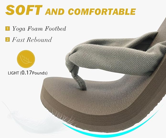 KuaiLu Flip Flops for Women with Arch Support Yoga Mat Comfortable Summer Beach Walking Thong Cushion Sandals Slip On Indoor Outdoor