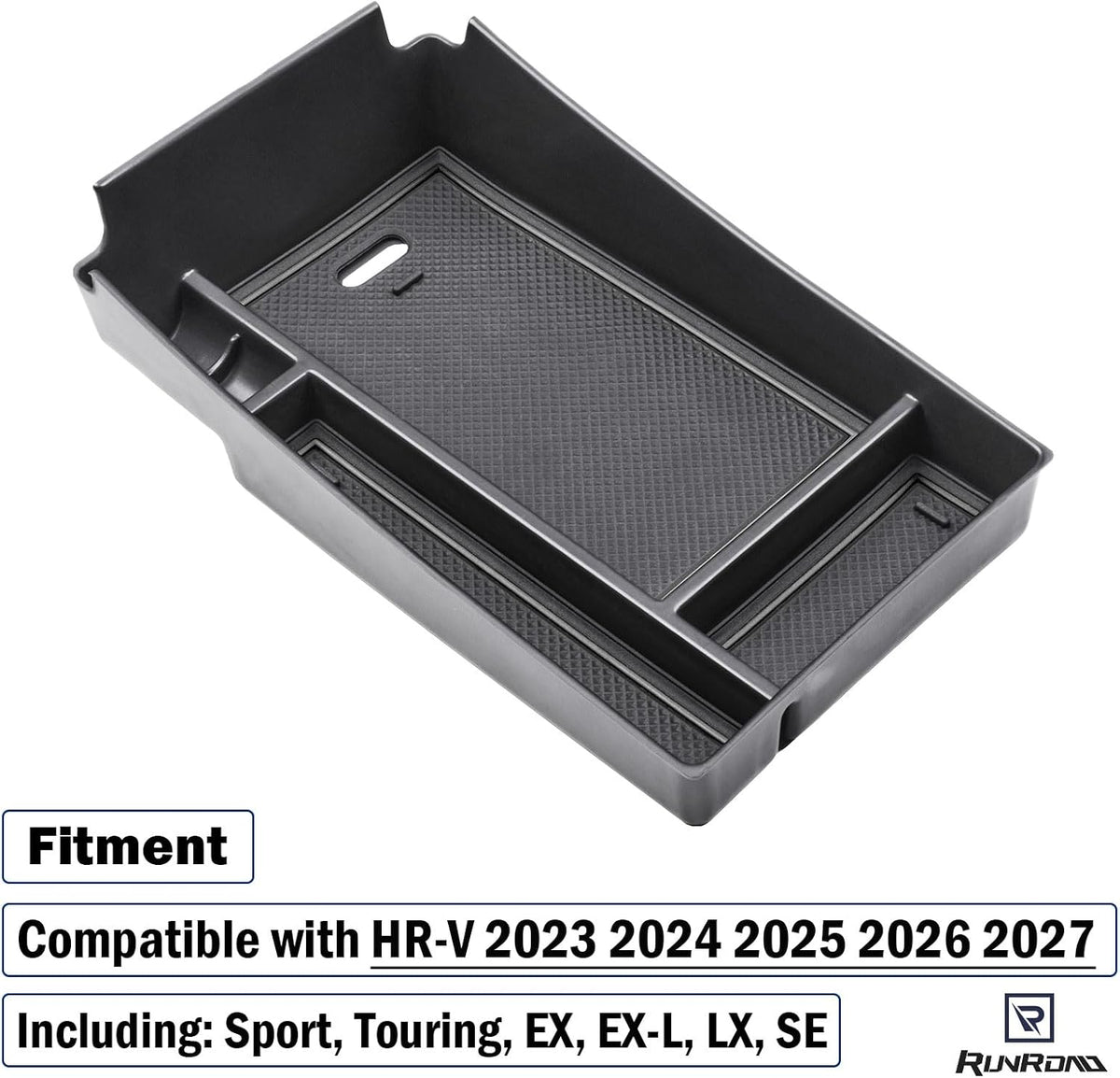 RUNROAD Center Console Organizer Tray Compatible with Honda HR-V 2023 2024 2025 2026 2027 HRV Accessories, ABS Console Organizer Armrest Storage Box Coin Holder, Black