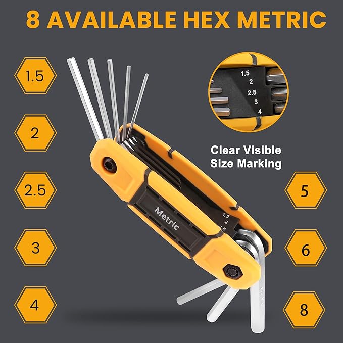 MULWARK 25 pcs Folding Allen Wrench Set | Metric & Standard SAE - Key Tool 3 Pack Portable Hex for Basic Home Repair and General Applications