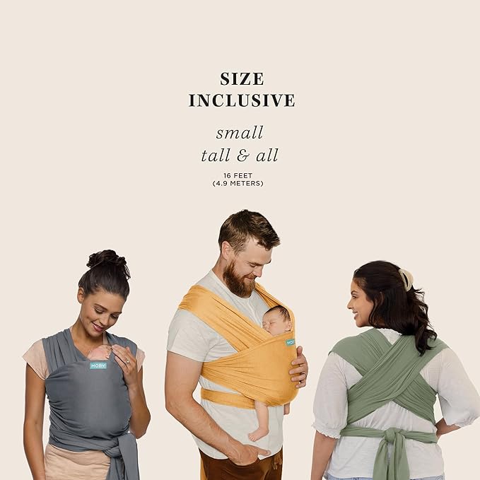 Moby Baby Wrap Carrier Classic for Newborns to Toddlers (8-33lbs), Infant Sling Carrier, Lightweight & Hands Free Design, Adjustable for All Body Types (Flint)