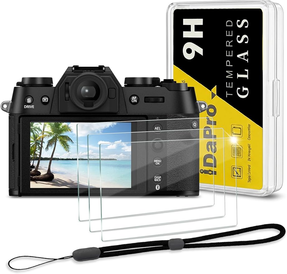 iDaPro Screen Protector for Fujifilm X-T50 Fuji XT50 + Hand Lanyard, Tempered