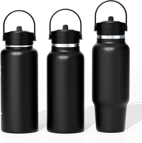 Hydro Flask Straw Lid - Replacement Cap with Straw for 12-40 oz Wide Mouth Bottles | Black/White