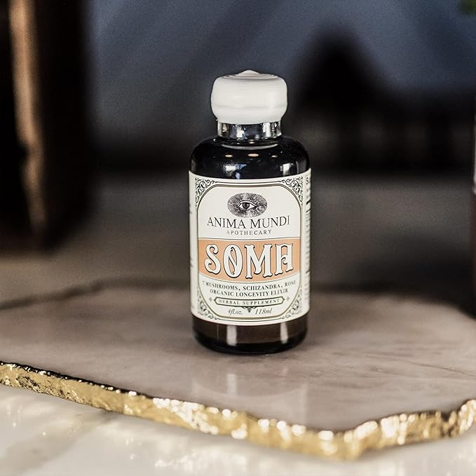 Anima Mundi Apothecary Soma 7 Mushroom Adaptogenic Elixir - Mushroom Liquid Extract Tincture with Reishi, Chaga, Lions Mane & Cordyceps - Immune Support Mushroom Extract Drops - Vegan (4oz / 118ml)
