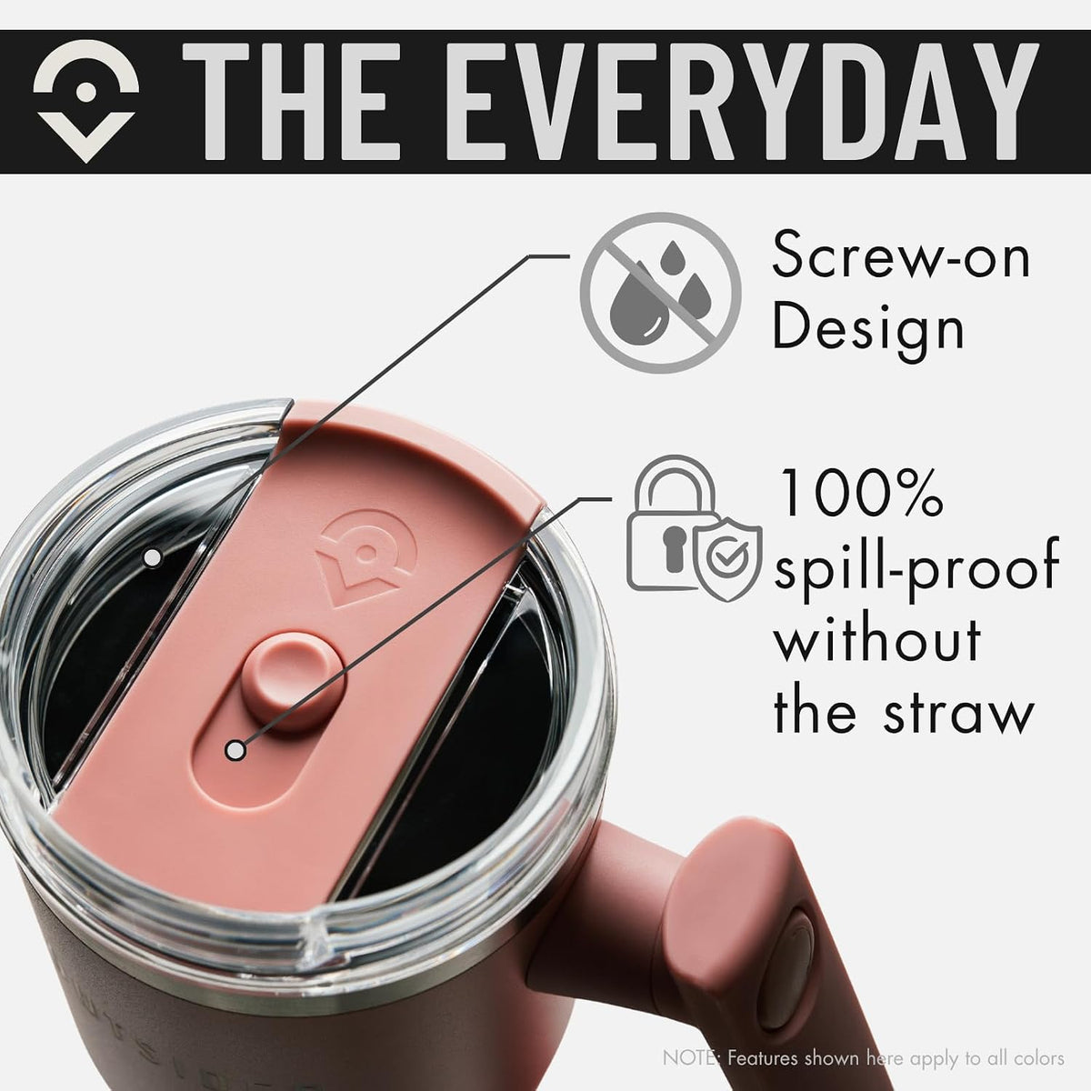 OUTSIDER The Everyday 40 oz Stainless Steel Vacuum Insulated Tumbler with Straw, Lid & 180° Swivel Handle for Easy Carrying – Leak Proof Tumbler for Home, Office, Gym, & Outdoors (Rose Tan)