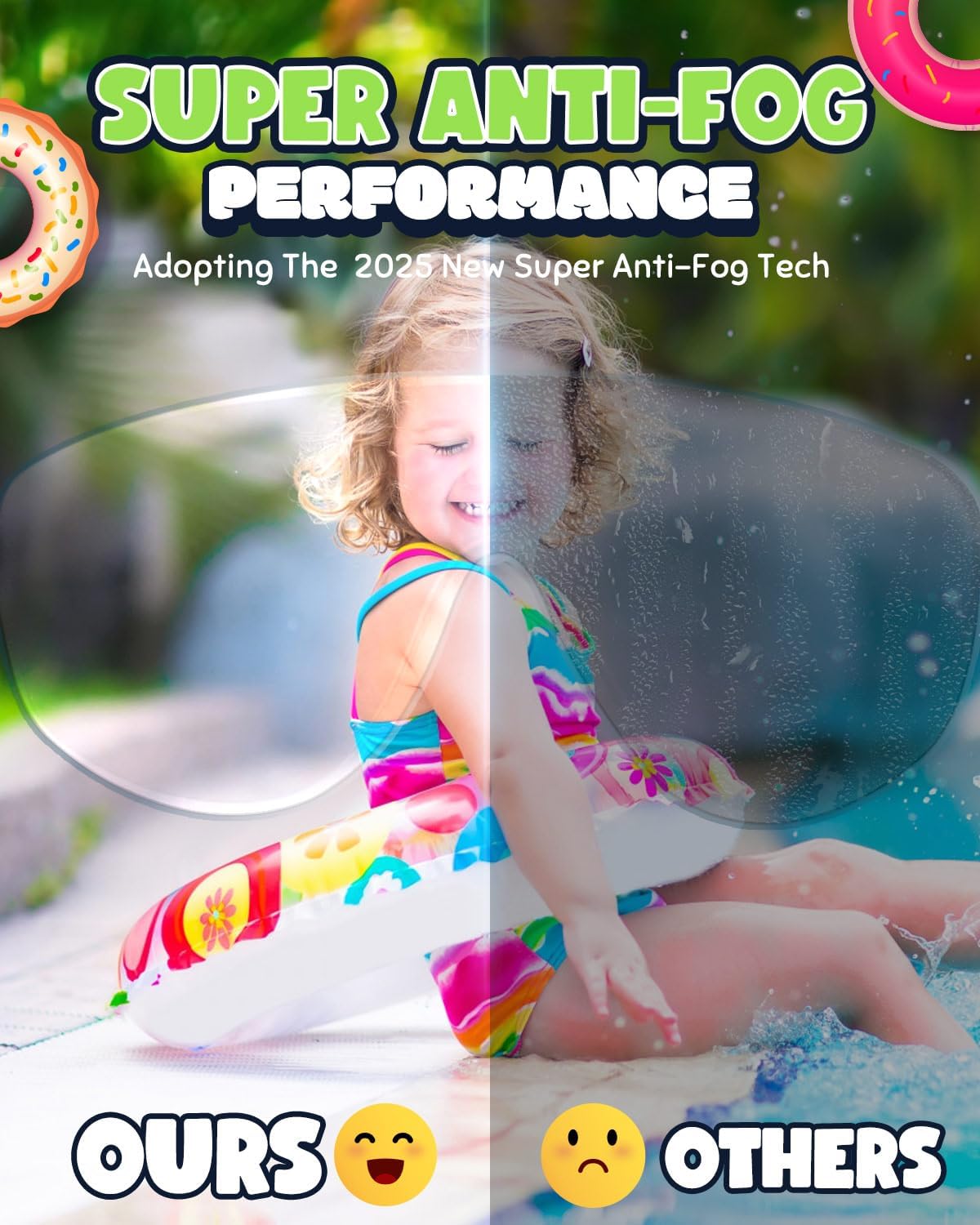 Rantizon Kids Swimming Goggles - Anti-Fog & UV Protection | Leak-Proof Wide View for Ages 3-14