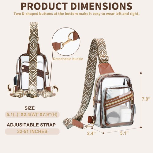 Merleu Clear Bags for Stadium Approved with USB Charging Port，Durable Waterproff Material Clear Crossbody Bags for Women，for Stadium Events，Office