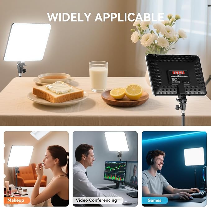 2-Pack LED Video Light Kit, 2700-6500k Dimmable Photography Lighting Kit