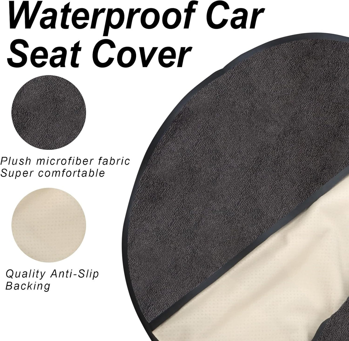 Sweat Towel Car Seat Cover Protector Front Seats for Gym Workout, Running, Swimming, Beach and Hiking, Waterproof Universal Seat Cover for Car, Truck, Van & SUV (Black, 1pcs Front Seat)