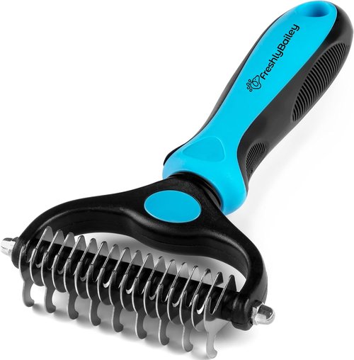 Freshly Bailey Dematting Comb - Safe Mat Remover & Deshedding Tool for Cats & Dogs | Double-Sided Rake