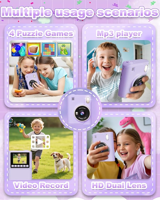 Instant Print Camera for Kids, Christmas Birthday Gifts for 4 5 6 7 8 9 10 Year