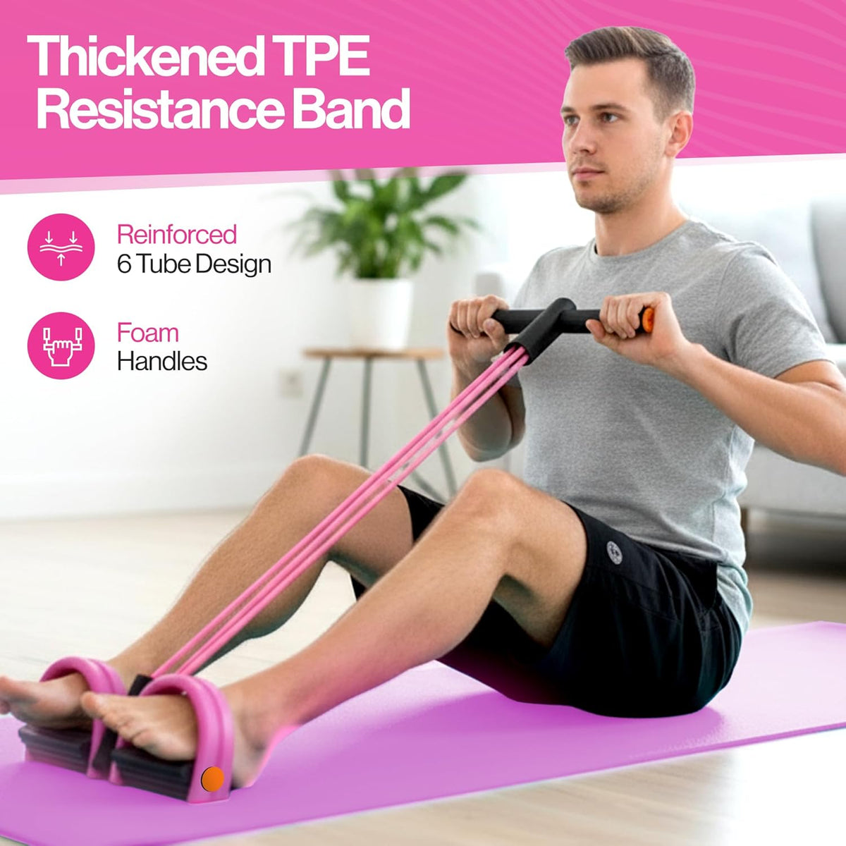 Pedal Resistance Band - 6 Tube Multifunction Foot Pedal for Arm & Waist Training | Home Gym Equipment