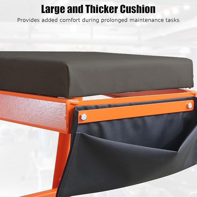 Automotive Top side Creeper, Adjustable Top Side Engine Creeper 48"-66", 400 LBS Capacity Heavy Duty Automotive Engine Creeper with Padded Deck & 4 Swivel Caster Wheels, Black Mat and Orange Body