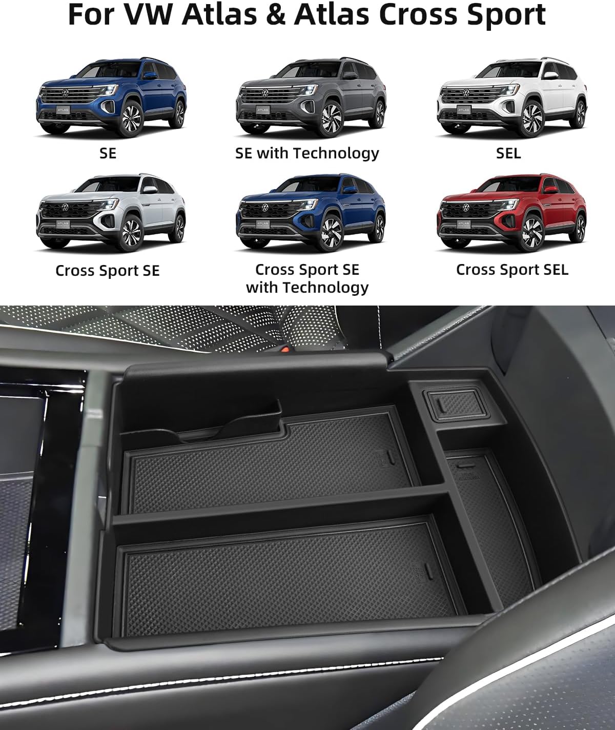 2PCS Center Console Organizer for 2024-2026 VW Atlas