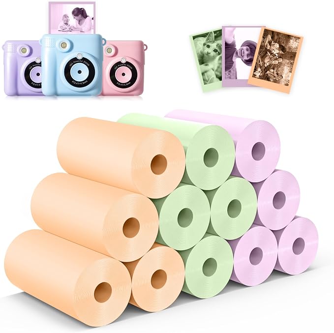 12 Rolls Kids Instant Camera Thermal Print Paper Refill