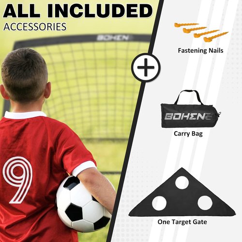 Bohen 6x4 FT Kids Soccer Goals - Portable Folding Soccer Net with Carry Bag for Indoor/Outdoor Use