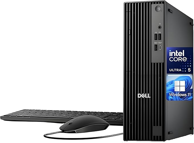 Dell Pro Slim QCS1250 Business Desktop Computer, Intel Core Ultra 5 235(Beats i7-12700), 32GB DDR5, 1TB PCIe SSD, Dual 4K Monitor Support, USB-C, HDMI, RJ-45, Wi-Fi, Wired KB & Mouse, Win 11 Pro