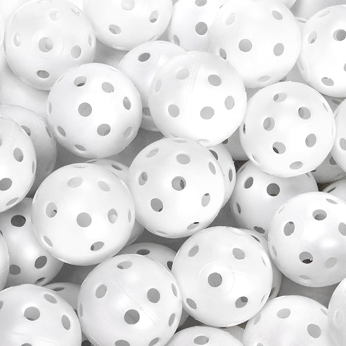100 Pack Practice Golf Balls, Plastic Golf Training Balls 41mm Hollow Airflow Golf Balls for Driving Range, Swing Practice, Indoor Outdoor Use, White