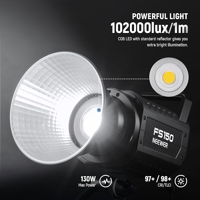 NEEWER FS150 LED Video Light 2.4G/APP Control, 130W 5600K COB Daylight Silent